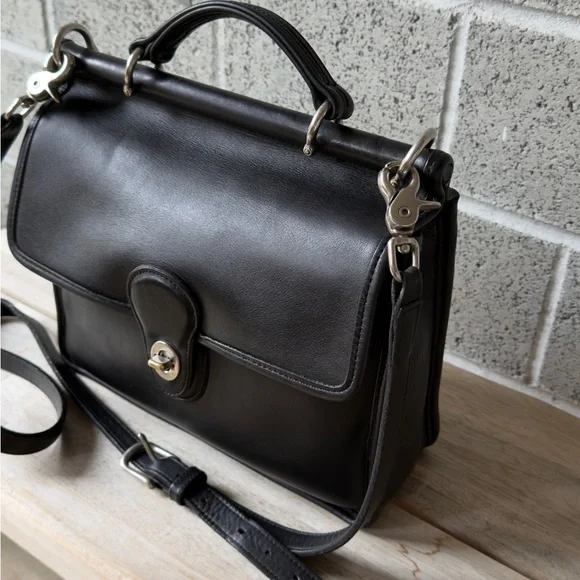 Coach Willis Black Leather Top-Handle Satchel with Detachable Strap - Picture 4 of 16